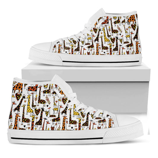 Cartoon Giraffe Pattern Print White High Top Sneakers