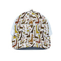 Cartoon Giraffe Pattern Print White Mesh Trucker Hat