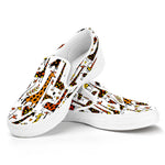 Cartoon Giraffe Pattern Print White Slip On Sneakers