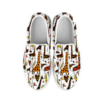 Cartoon Giraffe Pattern Print White Slip On Sneakers
