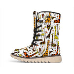 Cartoon Giraffe Pattern Print Winter Boots