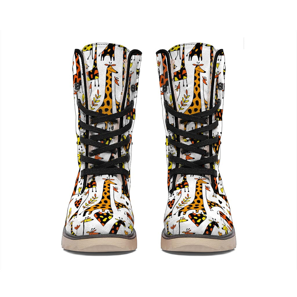 Cartoon Giraffe Pattern Print Winter Boots