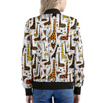 Cartoon Giraffe Pattern Print Women's Bomber Jacket