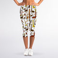 Cartoon Giraffe Pattern Print Women's Capri Leggings