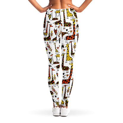 Cartoon Giraffe Pattern Print Women's Leggings