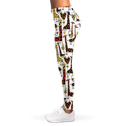 Cartoon Giraffe Pattern Print Women's Leggings
