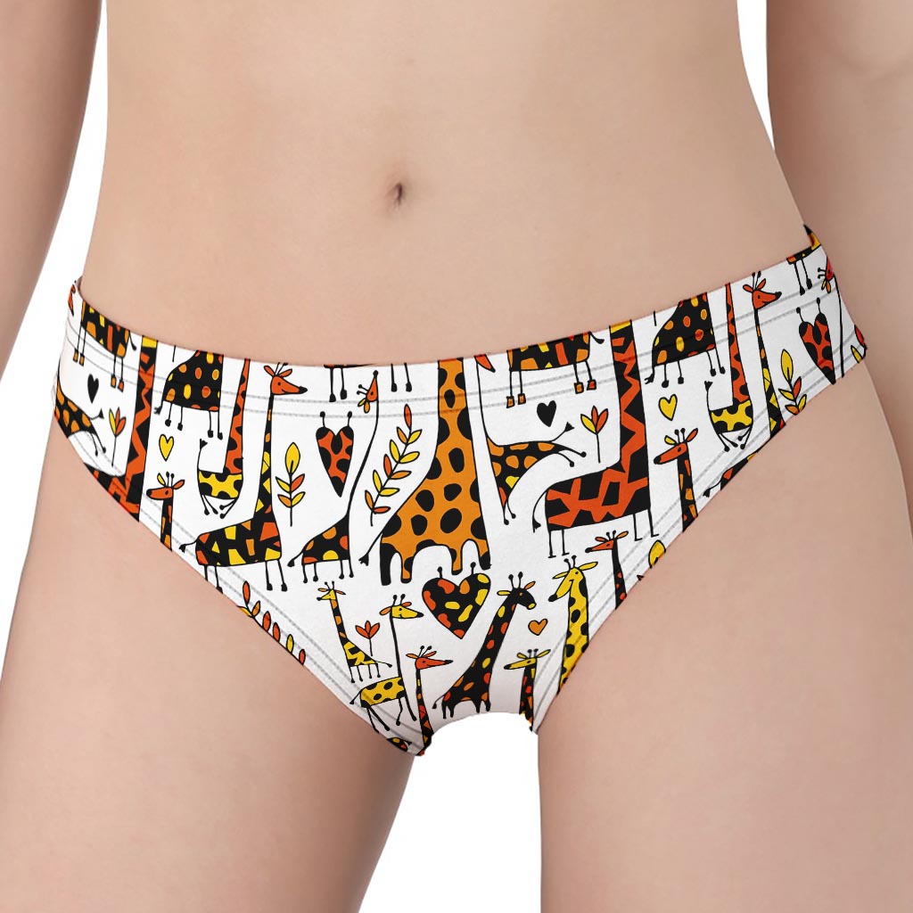 Cartoon Giraffe Pattern Print Women's Panties