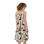 Cartoon Giraffe Pattern Print Women's Sleeveless Dress