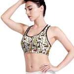 Cartoon Giraffe Pattern Print Women's Sports Bra