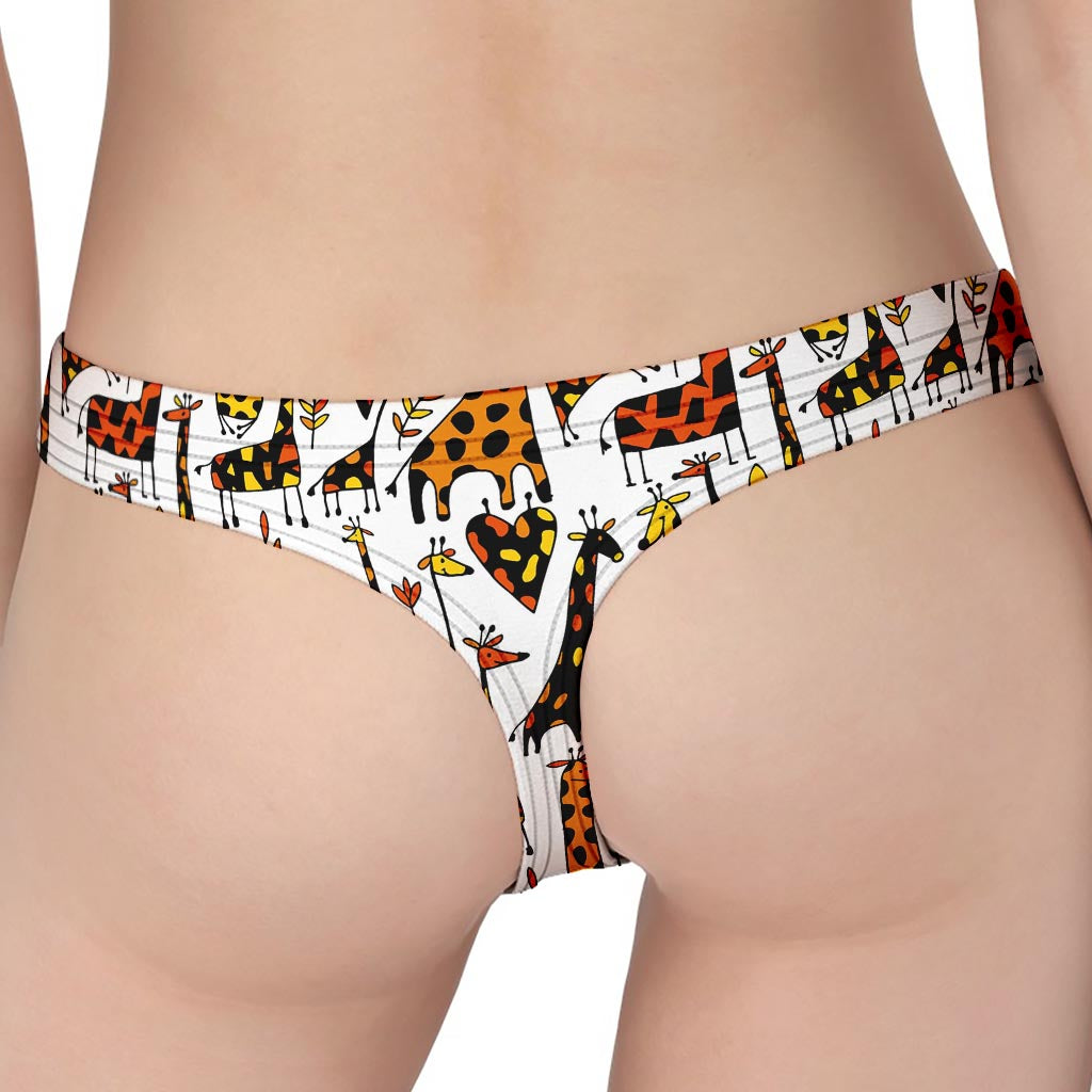 Cartoon Giraffe Pattern Print Women's Thong