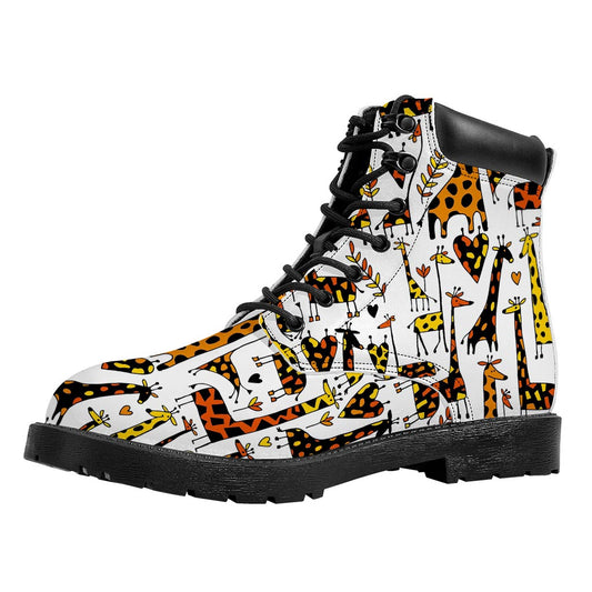 Cartoon Giraffe Pattern Print Work Boots