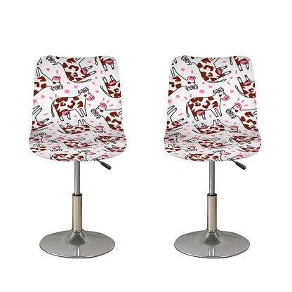 Cartoon Happy Dairy Cow Pattern Print Bar Stool Covers