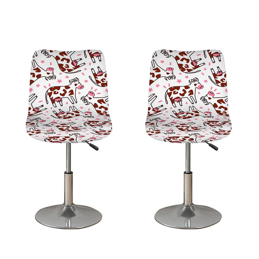 Cartoon Happy Dairy Cow Pattern Print Bar Stool Covers