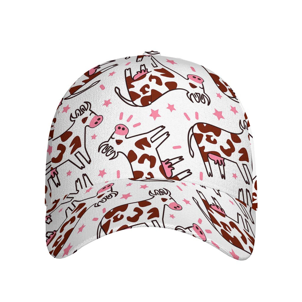 Cartoon Happy Dairy Cow Pattern Print Baseball Cap