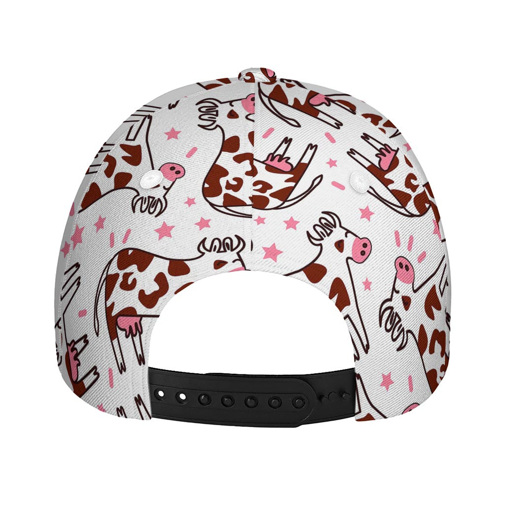 Cartoon Happy Dairy Cow Pattern Print Baseball Cap