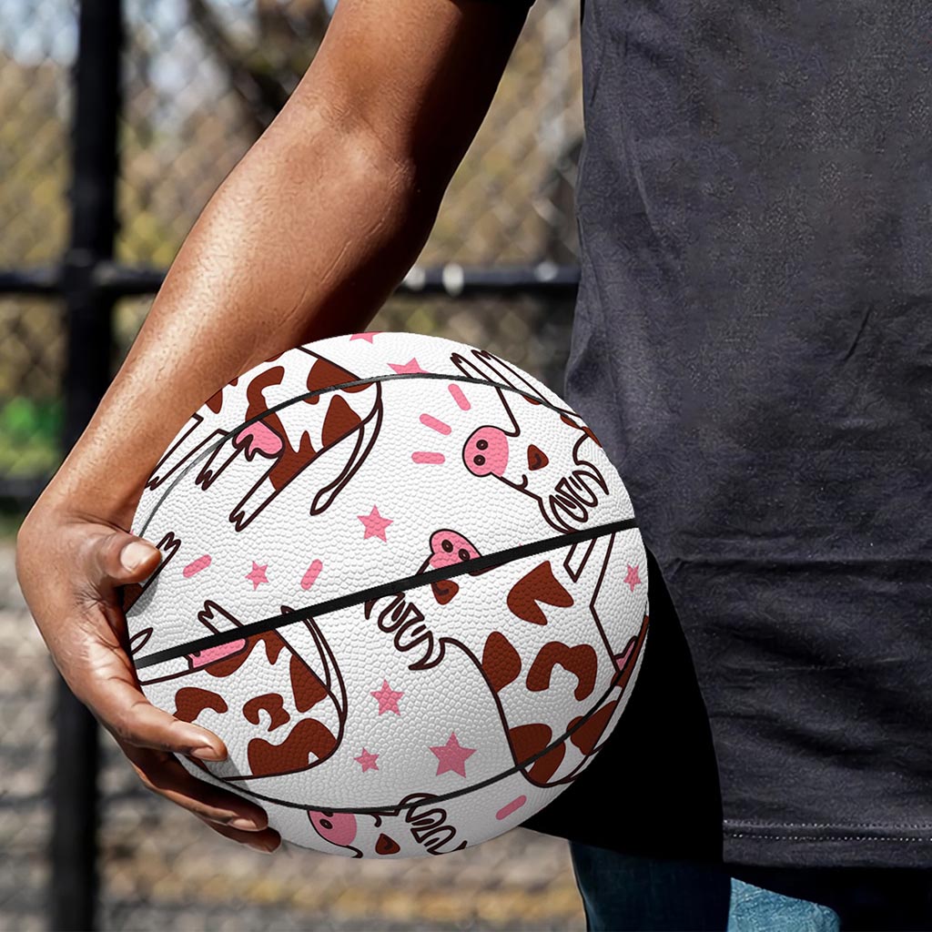 Cartoon Happy Dairy Cow Pattern Print Basketball