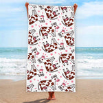 Cartoon Happy Dairy Cow Pattern Print Beach Towel