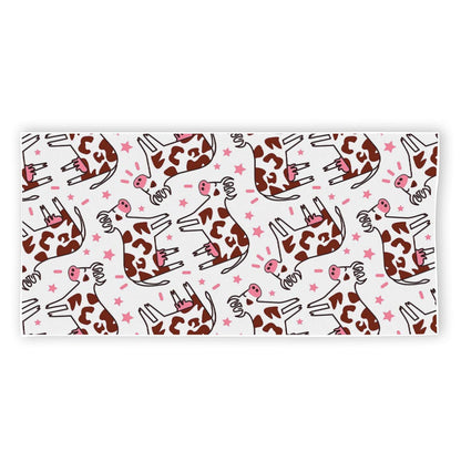 Cartoon Happy Dairy Cow Pattern Print Beach Towel