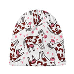 Cartoon Happy Dairy Cow Pattern Print Beanie