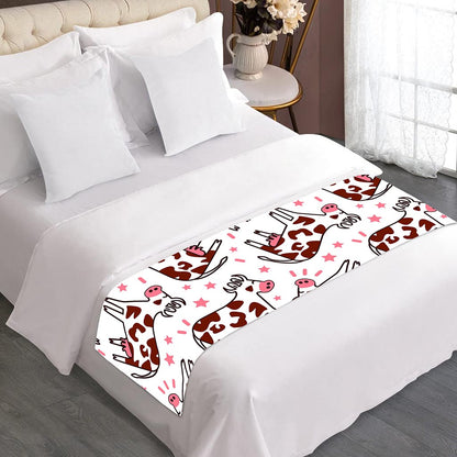 Cartoon Happy Dairy Cow Pattern Print Bed Runner