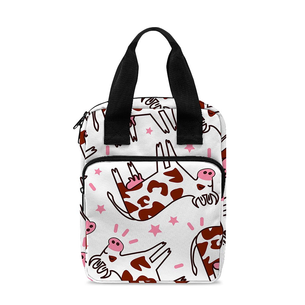 Cartoon Happy Dairy Cow Pattern Print Bible Tote Bag