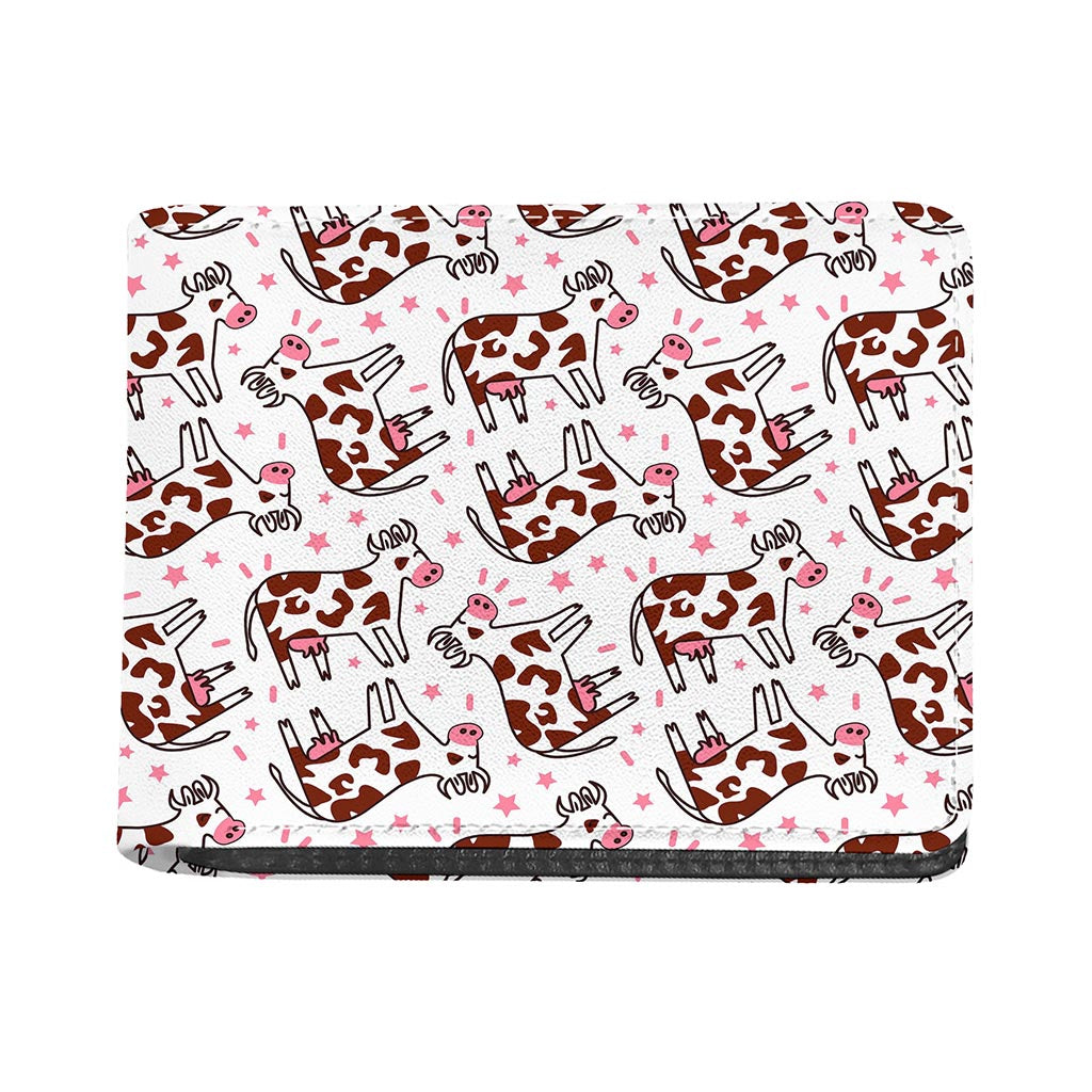 Cartoon Happy Dairy Cow Pattern Print Bifold Wallet