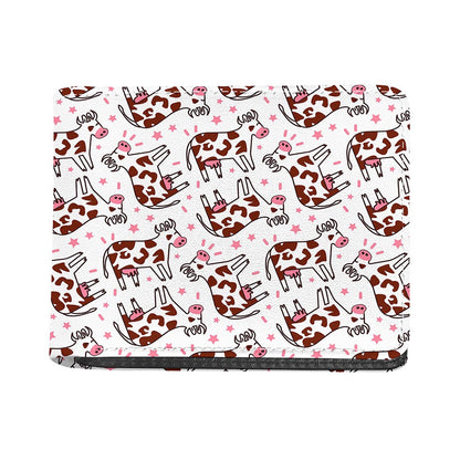 Cartoon Happy Dairy Cow Pattern Print Bifold Wallet