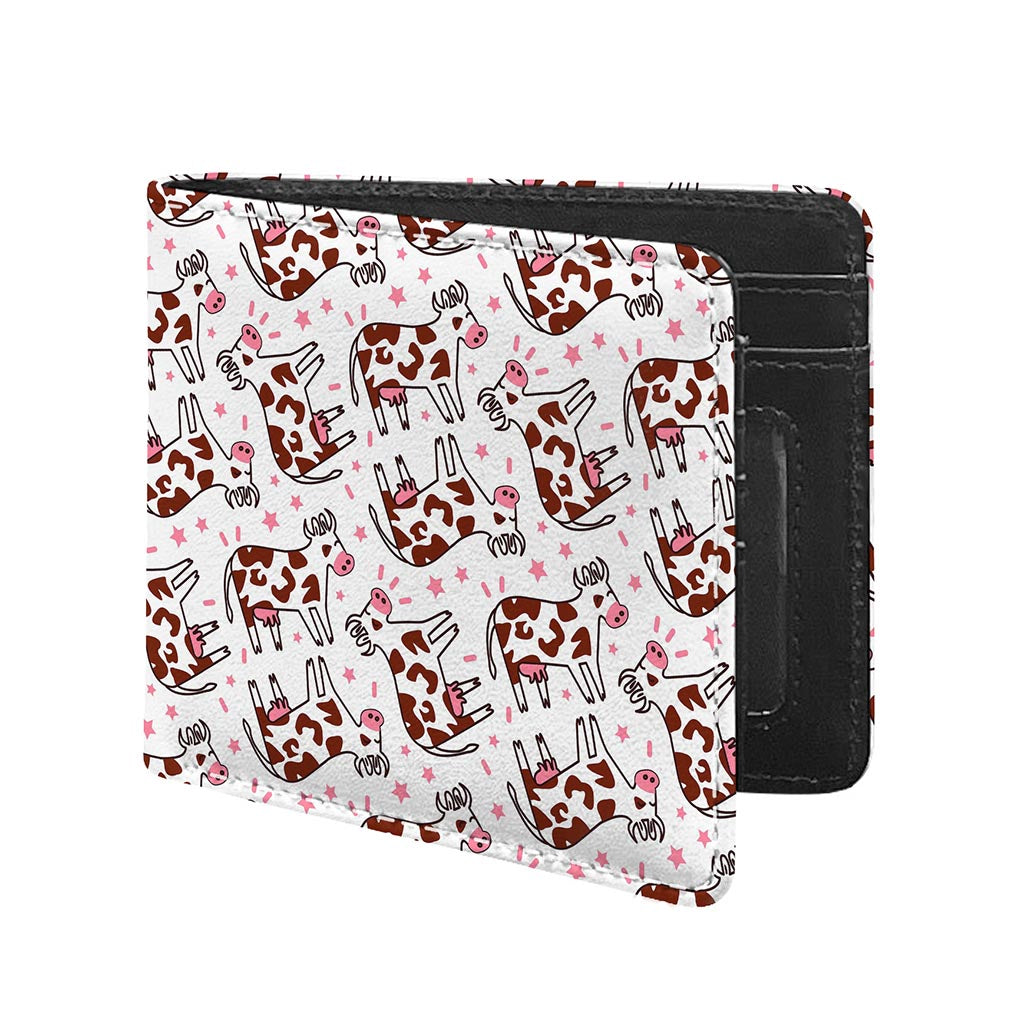 Cartoon Happy Dairy Cow Pattern Print Bifold Wallet
