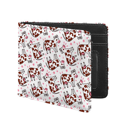 Cartoon Happy Dairy Cow Pattern Print Bifold Wallet