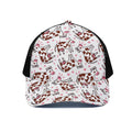 Cartoon Happy Dairy Cow Pattern Print Black Mesh Trucker Hat