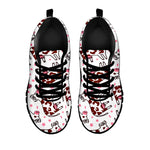 Cartoon Happy Dairy Cow Pattern Print Black Running Shoes