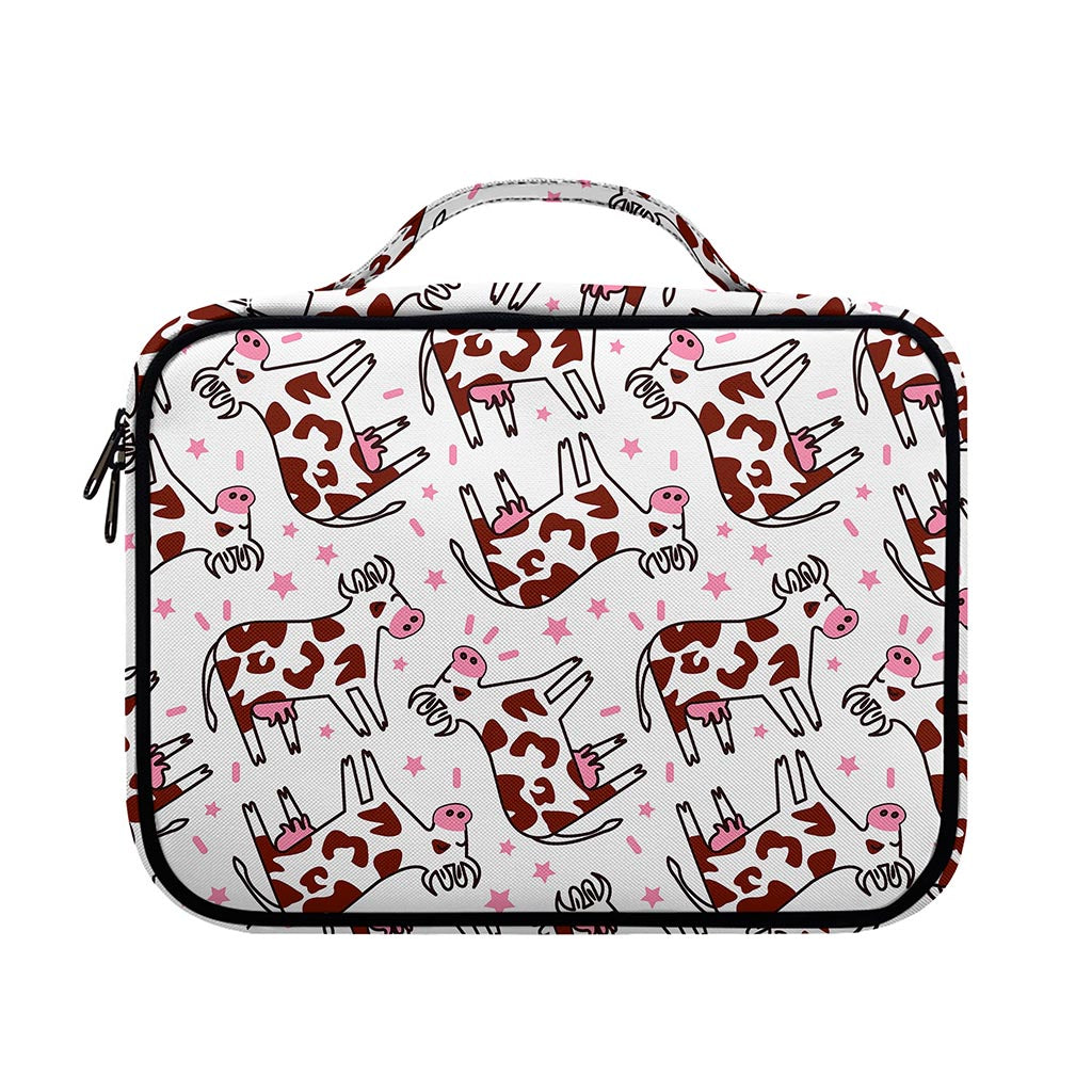 Cartoon Happy Dairy Cow Pattern Print Briefcase Bible Bag