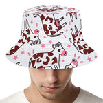 Cartoon Happy Dairy Cow Pattern Print Bucket Hat