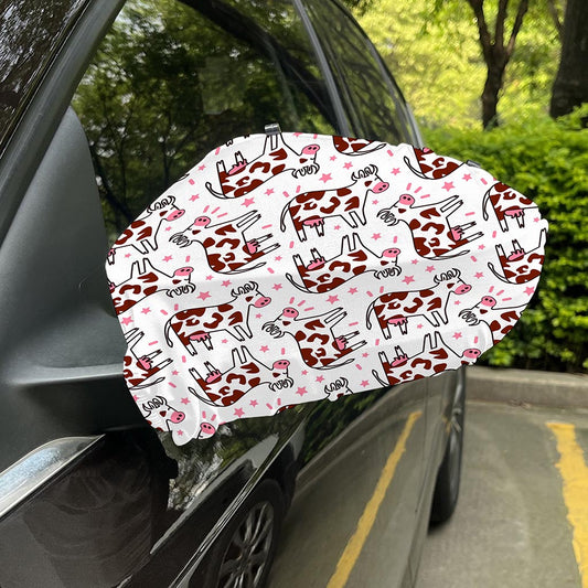 Cartoon Happy Dairy Cow Pattern Print Car Side Mirror Covers