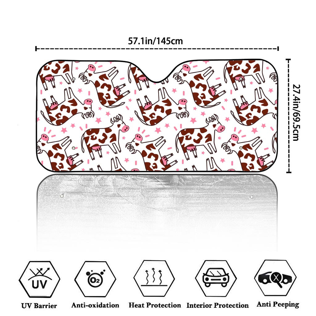 Cartoon Happy Dairy Cow Pattern Print Car Windshield Sun Shade