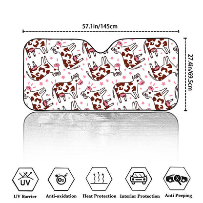 Cartoon Happy Dairy Cow Pattern Print Car Windshield Sun Shade