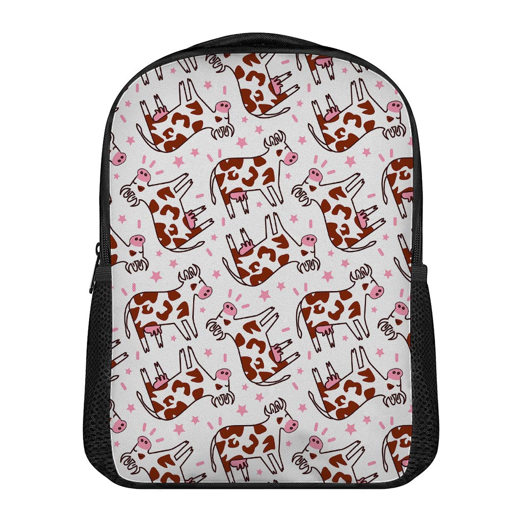 Cartoon Happy Dairy Cow Pattern Print Casual Backpack