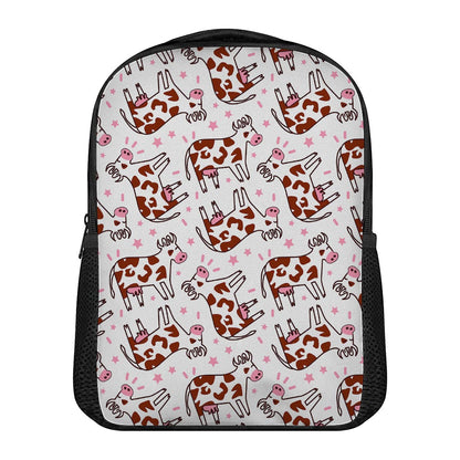 Cartoon Happy Dairy Cow Pattern Print Casual Backpack