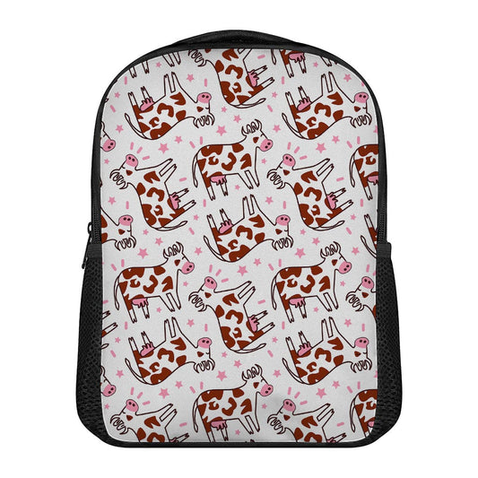 Cartoon Happy Dairy Cow Pattern Print Casual Backpack