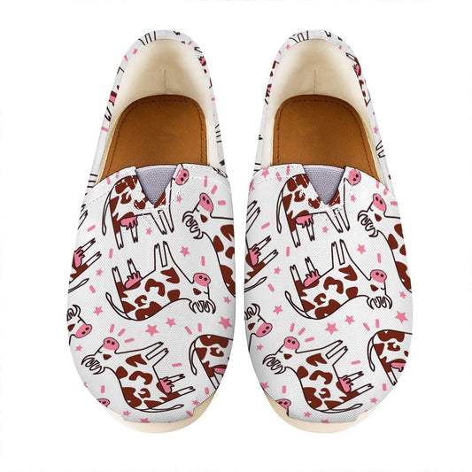 Cartoon Happy Dairy Cow Pattern Print Casual Shoes