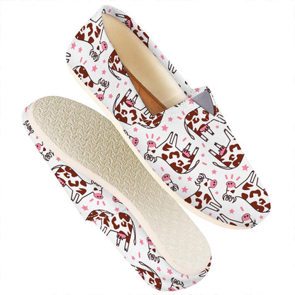 Cartoon Happy Dairy Cow Pattern Print Casual Shoes