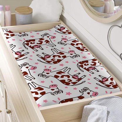 Cartoon Happy Dairy Cow Pattern Print Changing Pad Cover