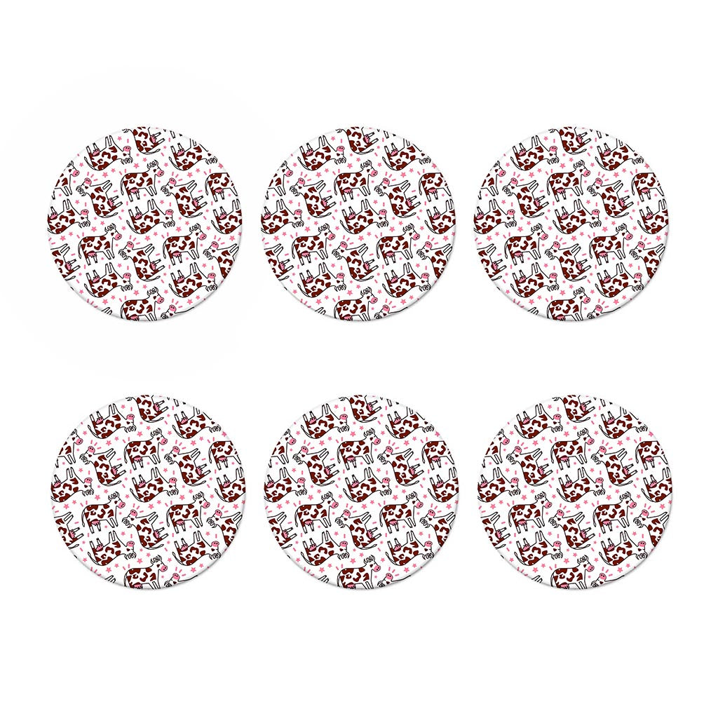 Cartoon Happy Dairy Cow Pattern Print Coaster Set