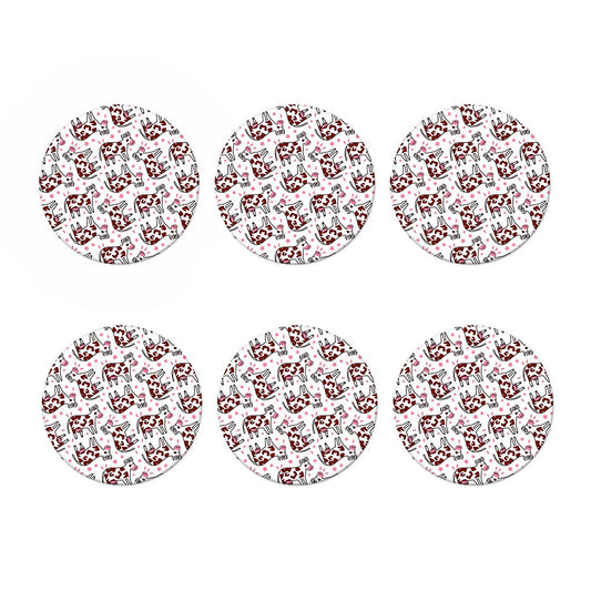 Cartoon Happy Dairy Cow Pattern Print Coaster Set