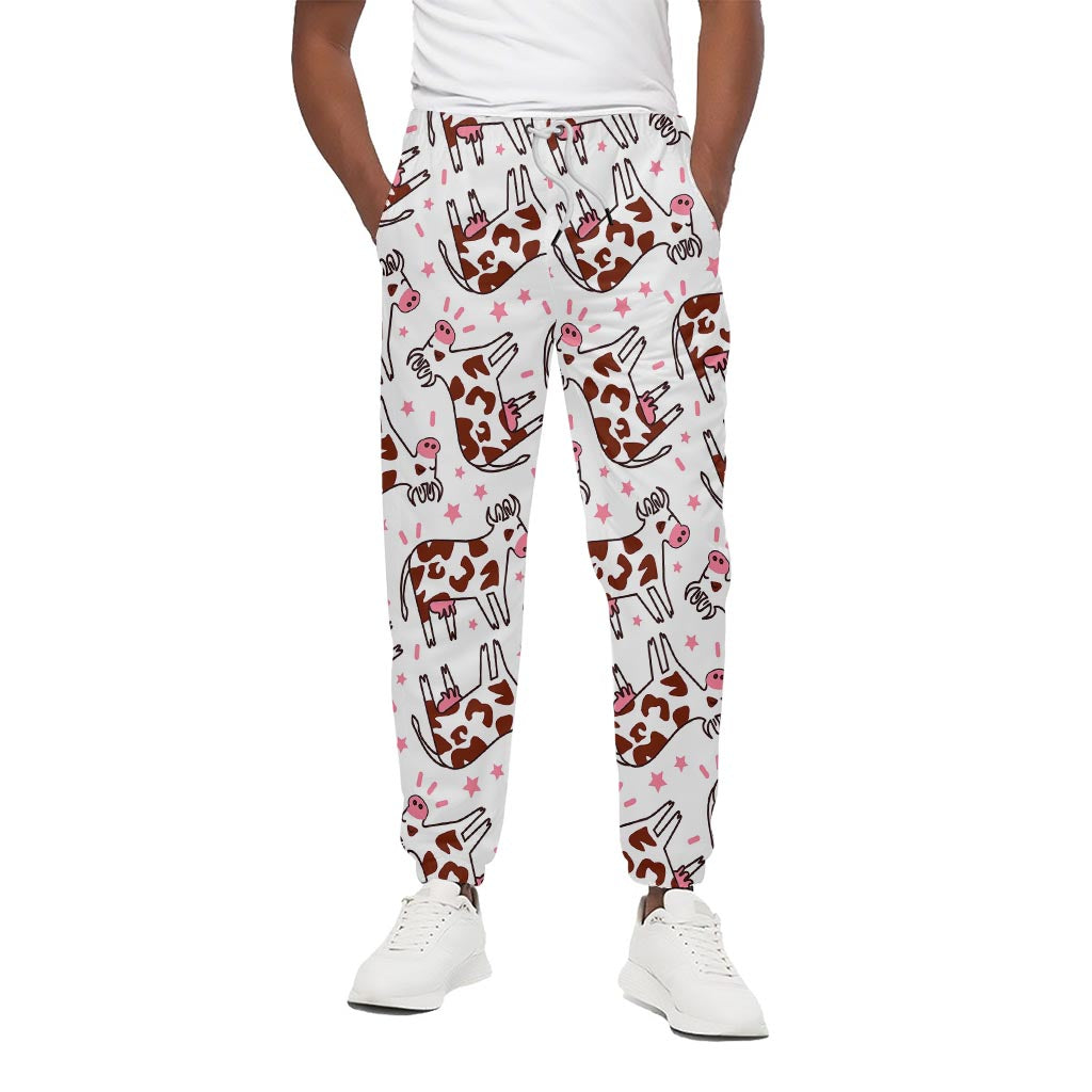 Cartoon Happy Dairy Cow Pattern Print Cotton Pants