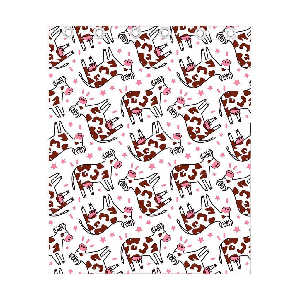 Cartoon Happy Dairy Cow Pattern Print Curtain