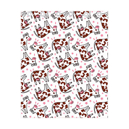 Cartoon Happy Dairy Cow Pattern Print Curtain