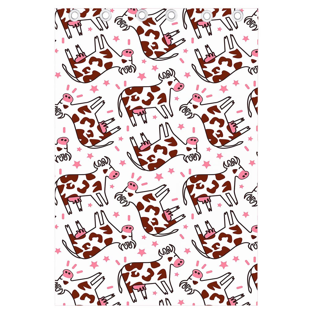 Cartoon Happy Dairy Cow Pattern Print Curtain