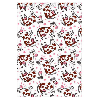 Cartoon Happy Dairy Cow Pattern Print Curtain