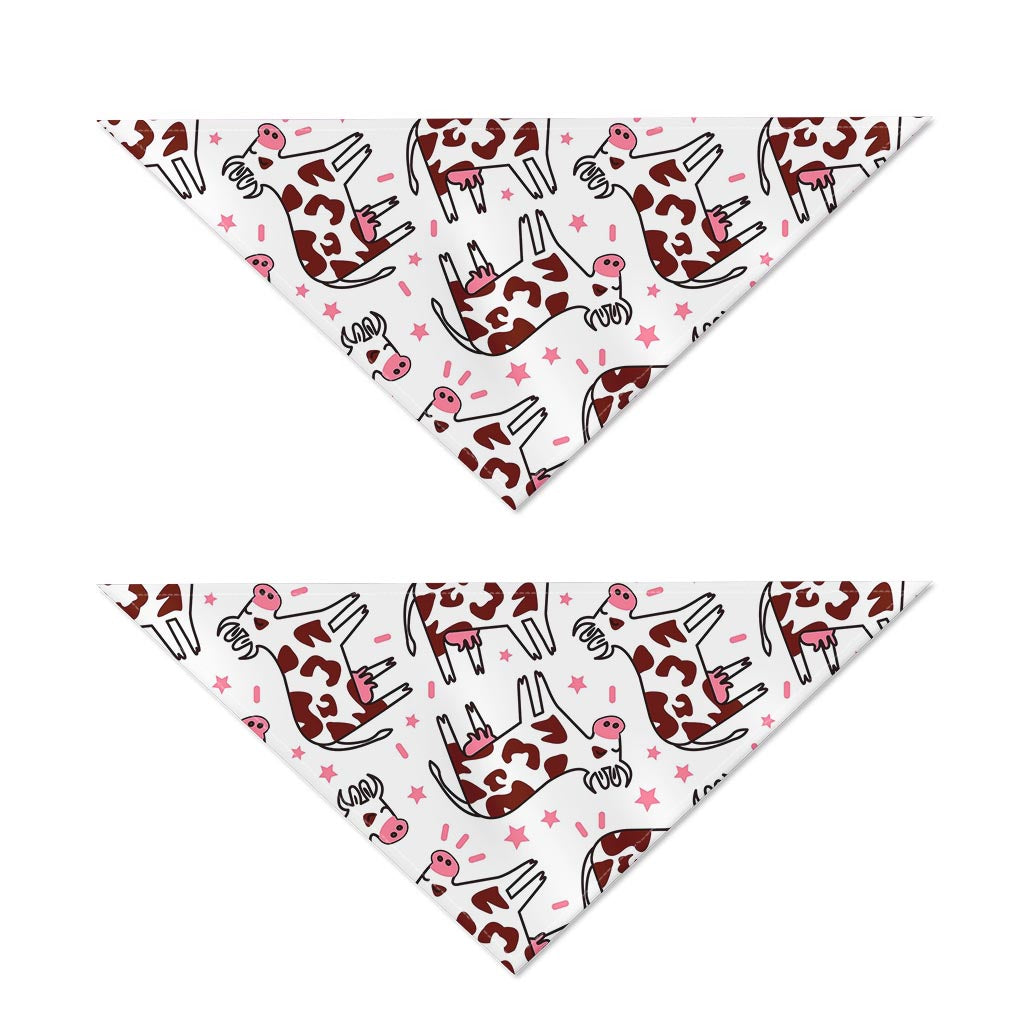 Cartoon Happy Dairy Cow Pattern Print Dog Bandana